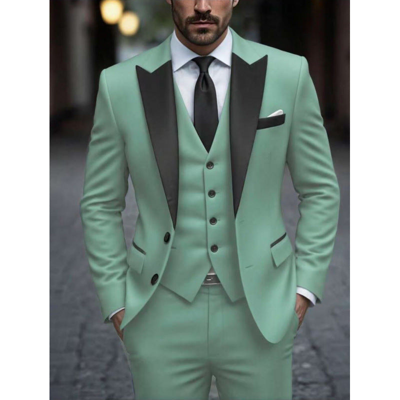 Men's Slim-fit Suit Jacket Three-piece Set