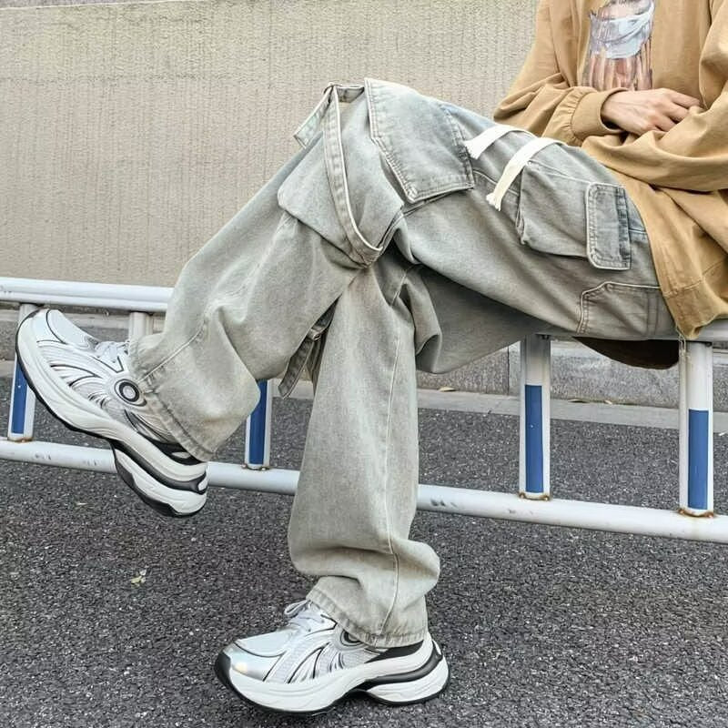 Heavy-duty Loose Multi-pocket Washed Casual Pants