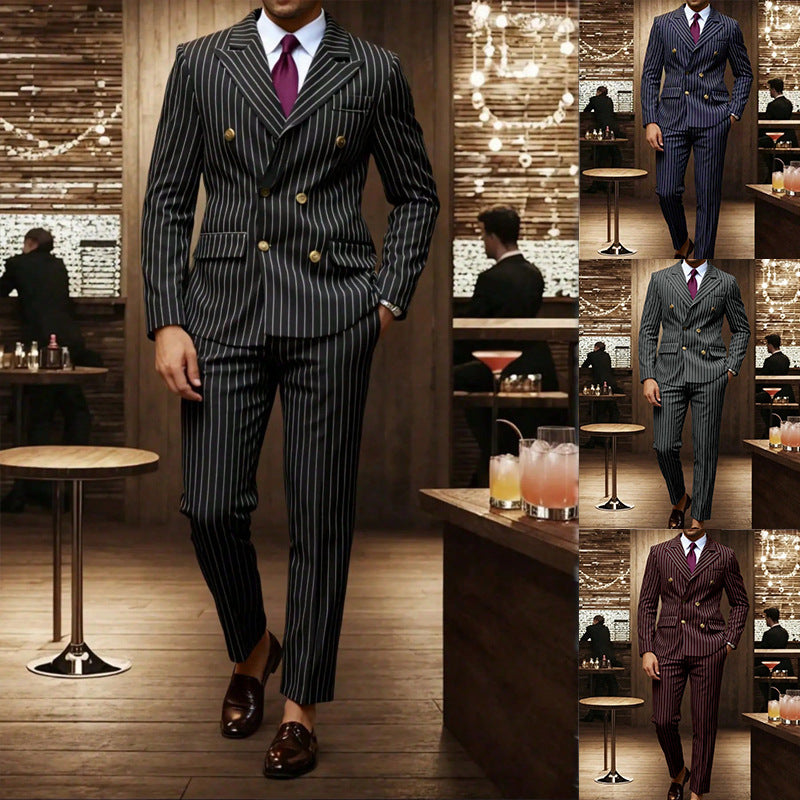 Mens Striped Business Suit Set
