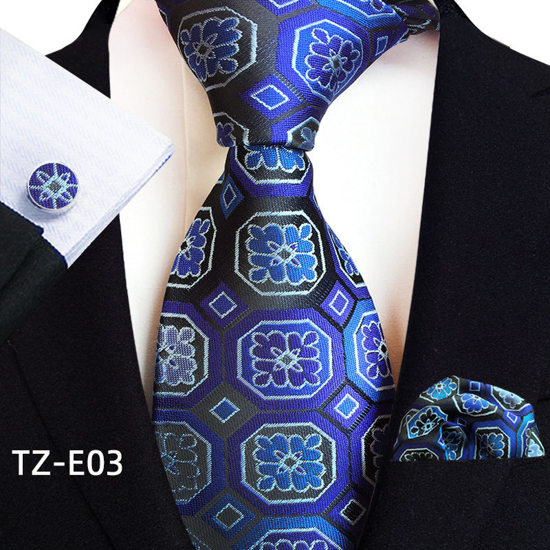 Paisley Tie Square Scarf Pocket Square Cufflinks Three-piece Set