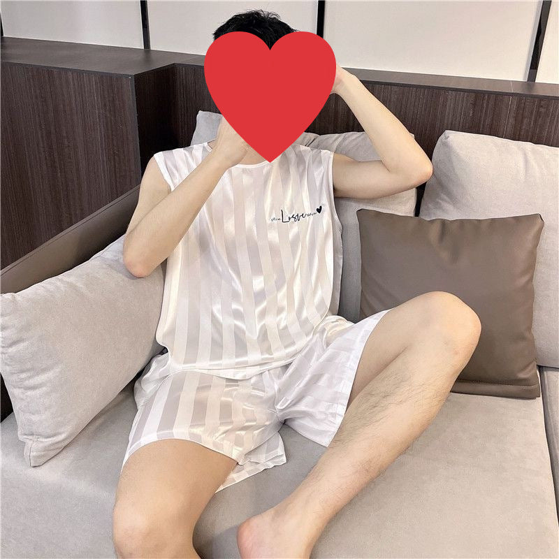 Men's Pajamas Summer Ice Silk Vest Shorts