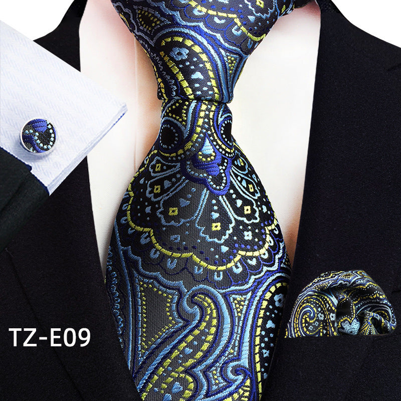 Paisley Tie Square Scarf Pocket Square Cufflinks Three-piece Set