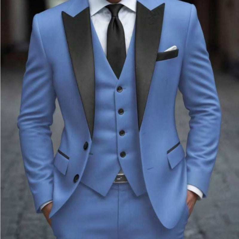 Men's Slim-fit Suit Jacket Three-piece Set
