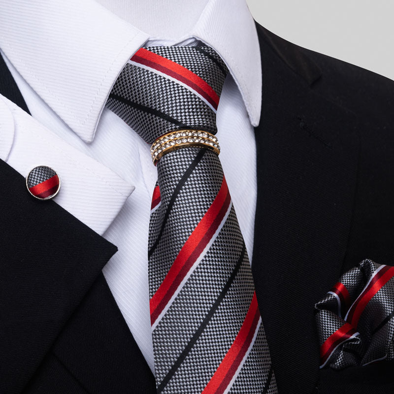 Multi Colored Striped Floral Mens Tie