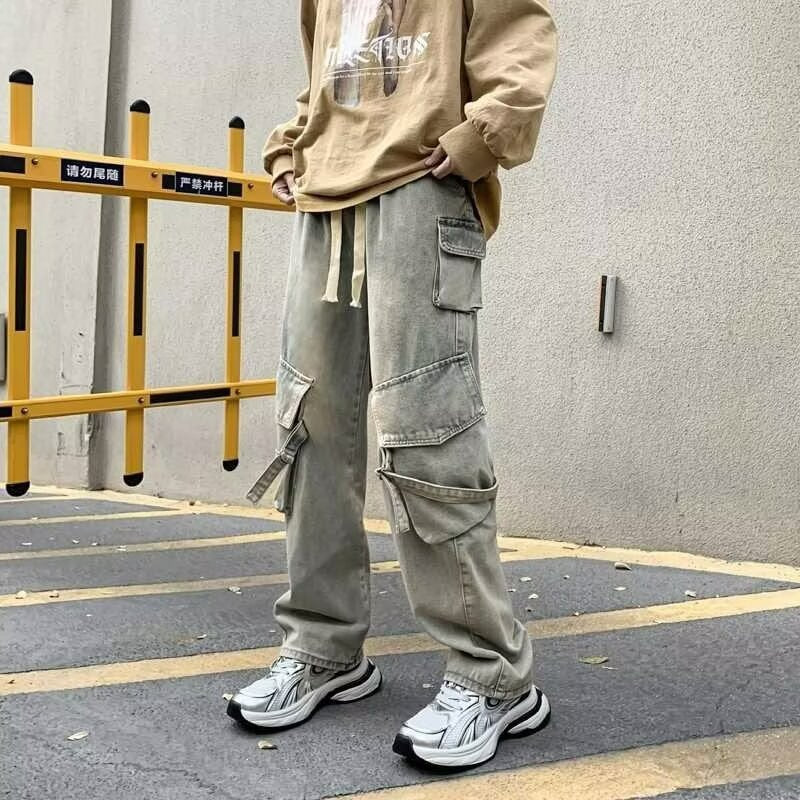 Heavy-duty Loose Multi-pocket Washed Casual Pants